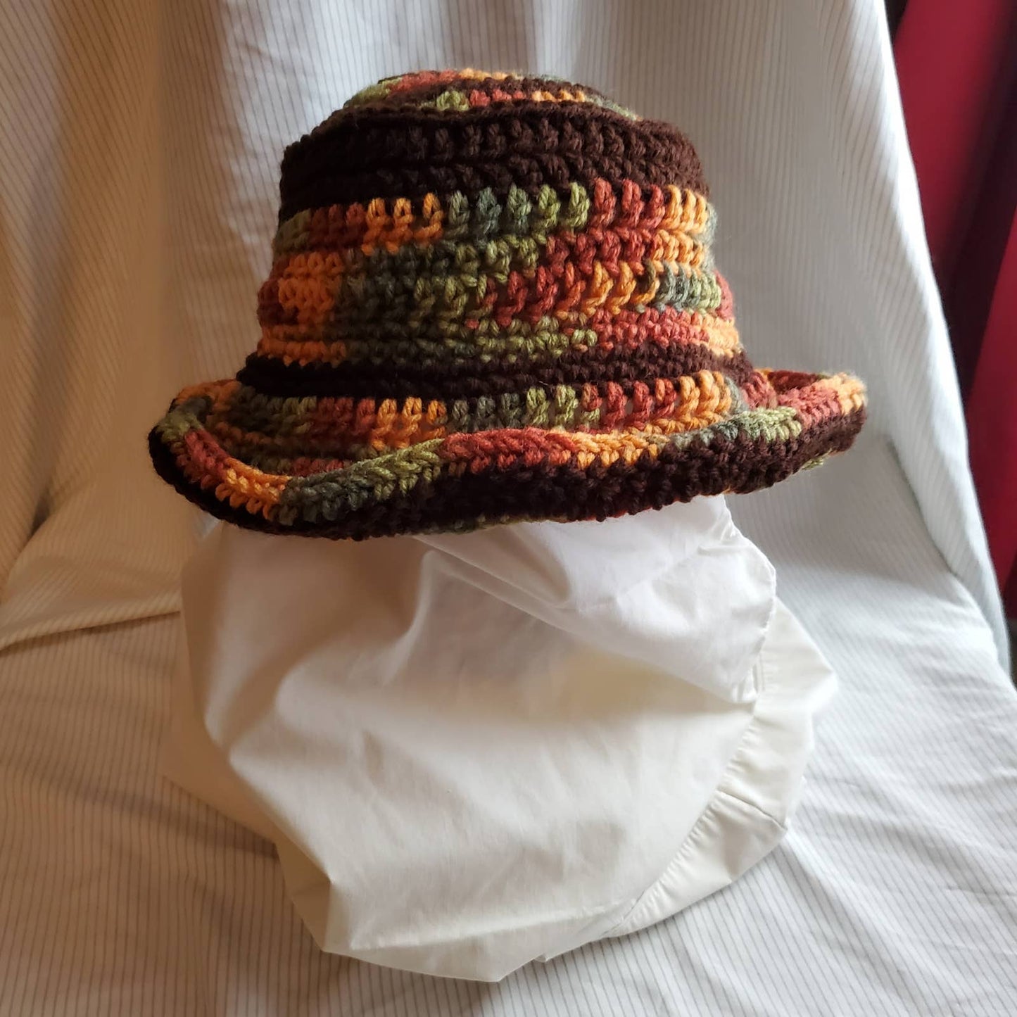 Crocheted Bucket Hat; one size fits most; Fall Colors