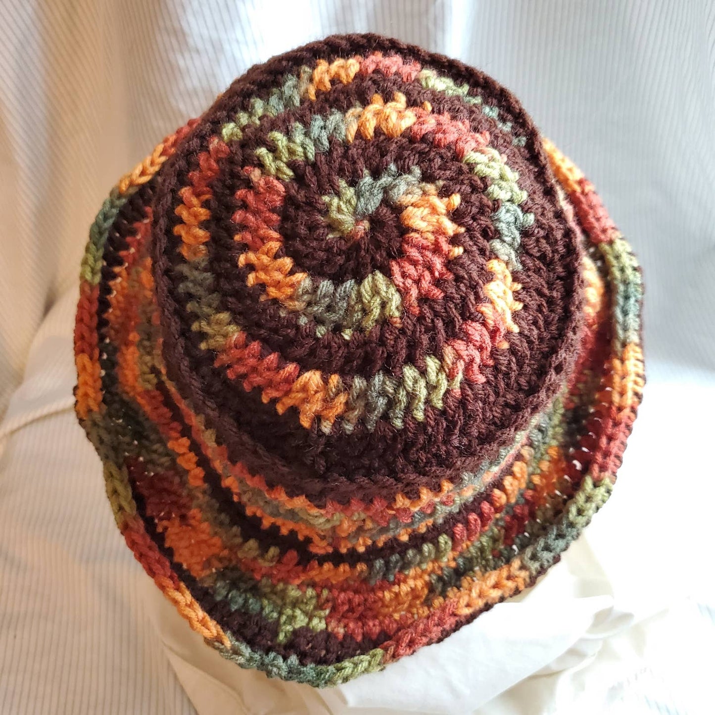Crocheted Bucket Hat; one size fits most; Fall Colors