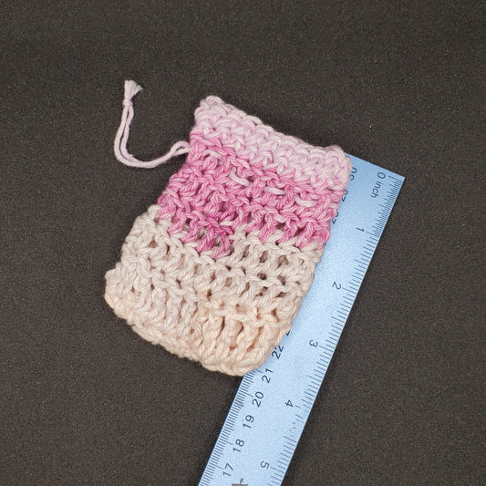 Soap Saver Drawstring Bag - Pink Stripe