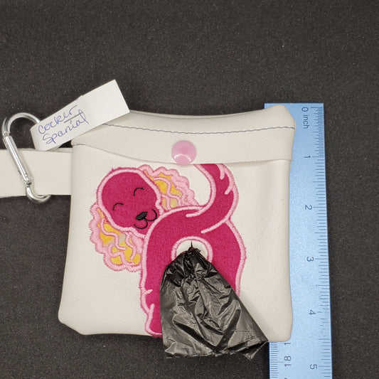 Pink Poodle Dog Poo bag holder / Pink Poodle / snap close bag