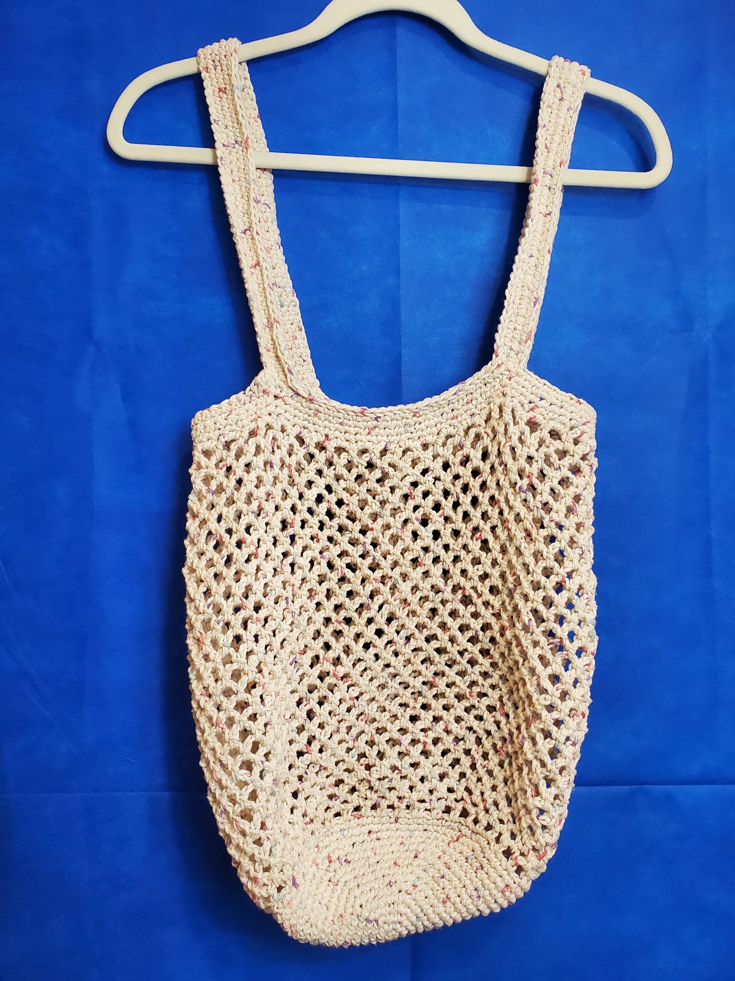 Market Bag / Crocheted Bag / Off white with color flecks