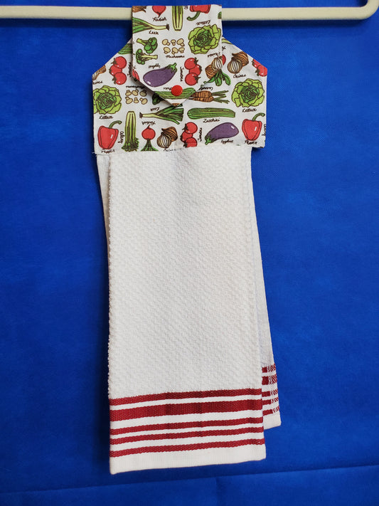 Kitchen Towel / Snap Tab hanging towel / Vegetables