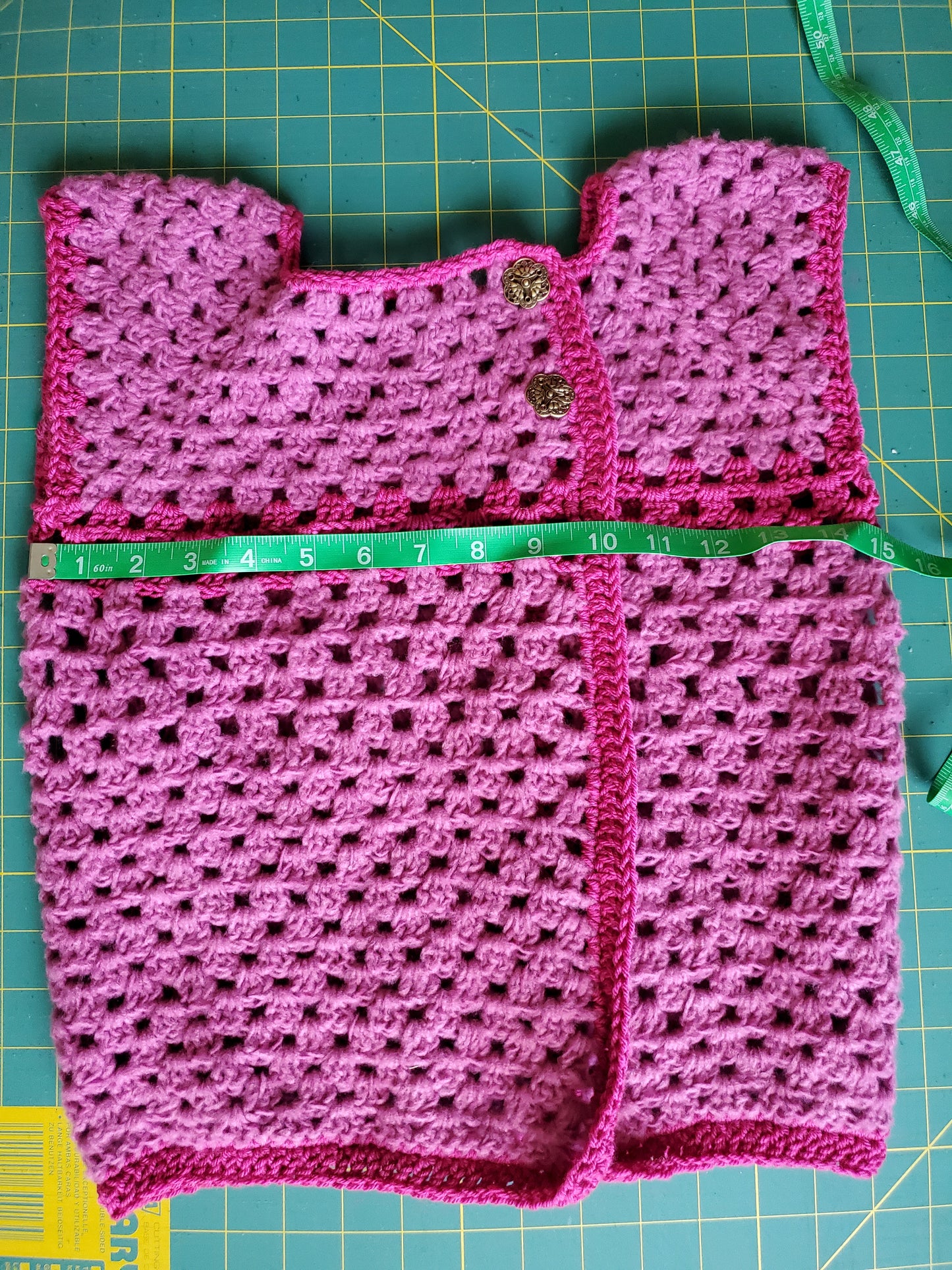 Cardigan, Childs button front; Pink