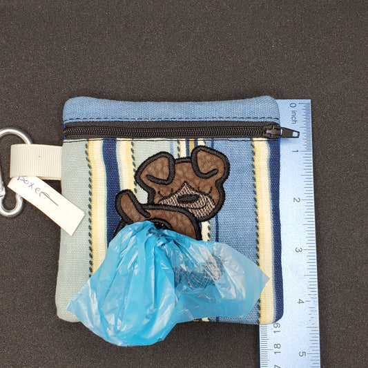 Boxer - Dog Poo Bag Holder / Pet Poo/waste bag holder / faux leather applique pup