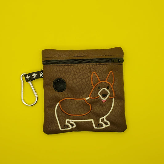 Corgi / Dog Poo bag holder / Corgi on faux leather