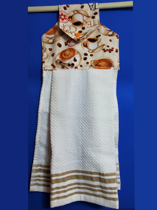 Kitchen Towel / Snap Tab hanging towel / Latte / Coffee