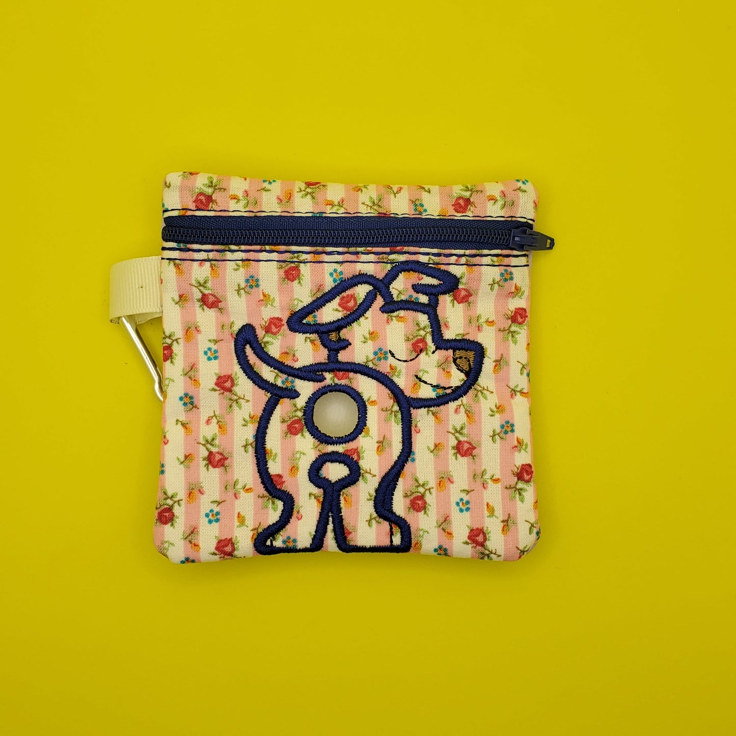 Pitbull Dog Poo bag holder, embroidered on Floral Bag